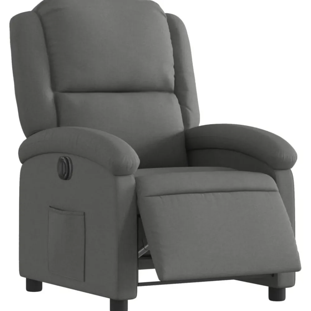 Fauteuils Et Chaises-vidaXL Fauteuil inclinable électrique Tissu Gris foncé