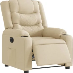 Fauteuils Et Chaises-vidaXL Fauteuil inclinable électrique Crème Tissu Crème
