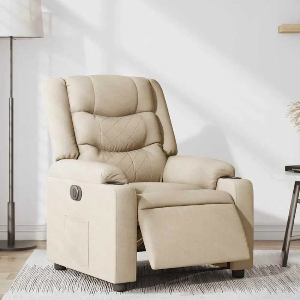 Fauteuils Et Chaises-vidaXL Fauteuil inclinable électrique Crème Tissu Crème