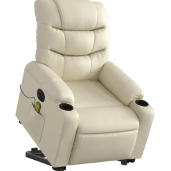vidaXL Fauteuil inclinable de massage électrique crème similicuir