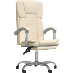 Meubles De Bureau-vidaXL Fauteuil inclinable de bureau Crème Similicuir Crème