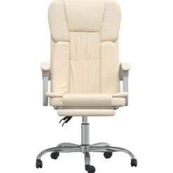 Meubles De Bureau-vidaXL Fauteuil inclinable de bureau Crème Similicuir Cr&egrave;me