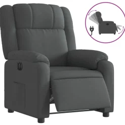 Fauteuils Et Chaises-vidaXL Fauteuil inclinable électrique Tissu Gris foncé