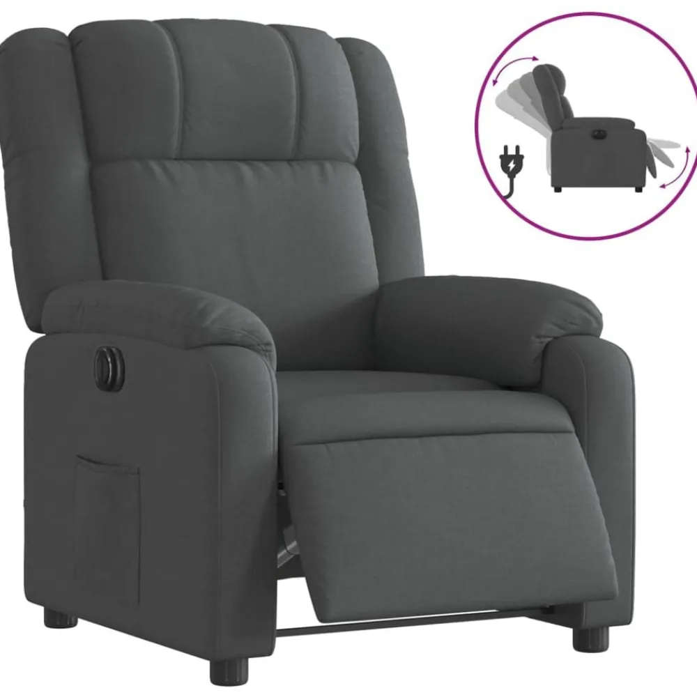 Fauteuils Et Chaises-vidaXL Fauteuil inclinable électrique Tissu Gris foncé