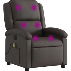 Fauteuils Et Chaises-vidaXL Fauteuil inclinable de massage cuir véritable Marron foncé