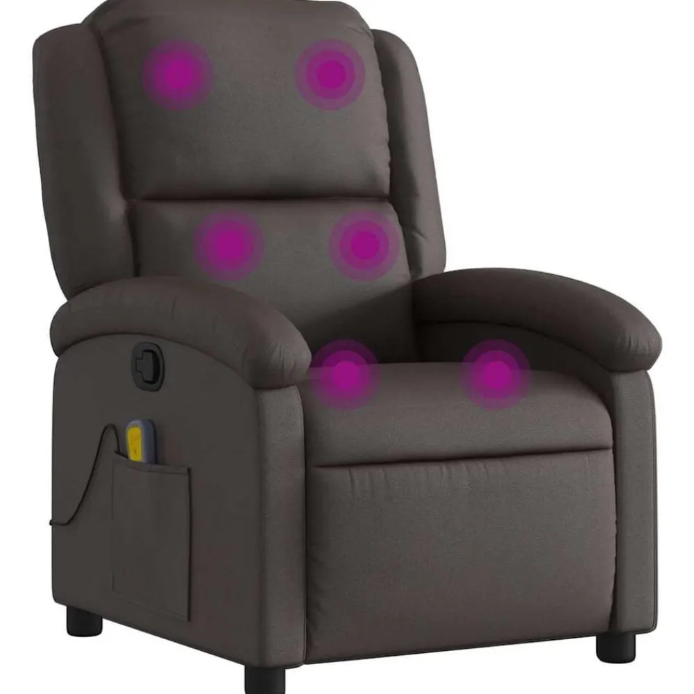 Fauteuils Et Chaises-vidaXL Fauteuil inclinable de massage cuir véritable Marron foncé