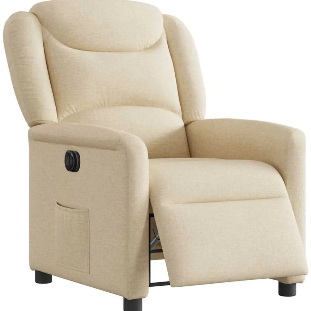 Fauteuils Et Chaises-vidaXL Fauteuil inclinable électrique Crème Tissu Crème
