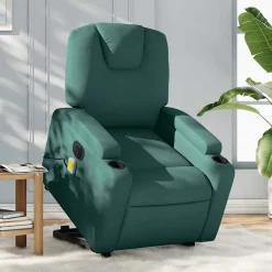 Fauteuils Et Chaises-vidaXL Fauteuil inclinable de massage électrique Tissu Vert foncé