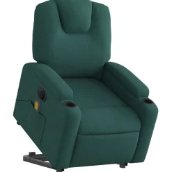 Fauteuils Et Chaises-vidaXL Fauteuil inclinable de massage électrique Tissu Vert foncé