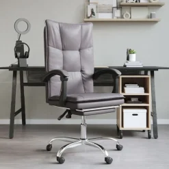 Meubles De Bureau-vidaXL Fauteuil inclinable de bureau Similicuir Gris