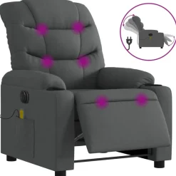 vidaXL Fauteuil inclinable de massage électrique tissu