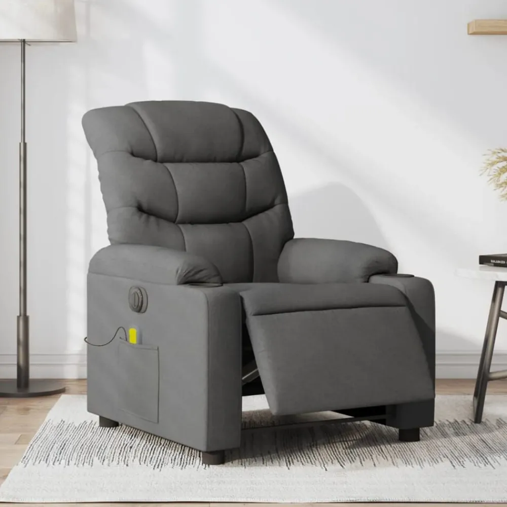 vidaXL Fauteuil inclinable de massage électrique tissu
