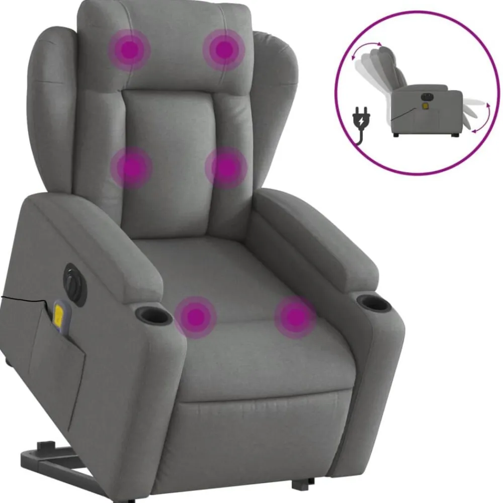 Fauteuils Et Chaises-vidaXL Fauteuil inclinable de massage électrique Tissu Gris foncé