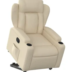 vidaXL Fauteuil inclinable Crème Tissu