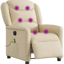 Fauteuils Et Chaises-vidaXL Fauteuil inclinable de massage électrique crème tissu Crème
