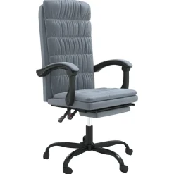 Meubles De Bureau-vidaXL Fauteuil inclinable de bureau Velours Gris foncé