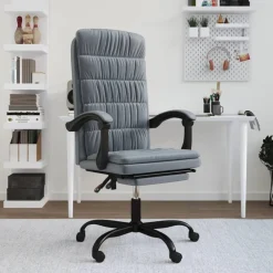 Meubles De Bureau-vidaXL Fauteuil inclinable de bureau Velours Gris foncé