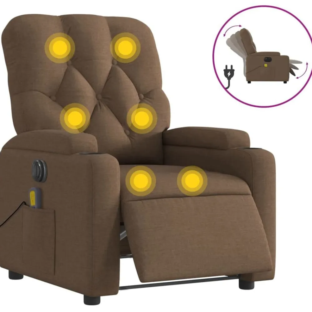 vidaXL Fauteuil inclinable de massage électrique tissu