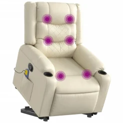 Fauteuils Et Chaises-vidaXL Fauteuil inclinable de massage Crème Similicuir Crème