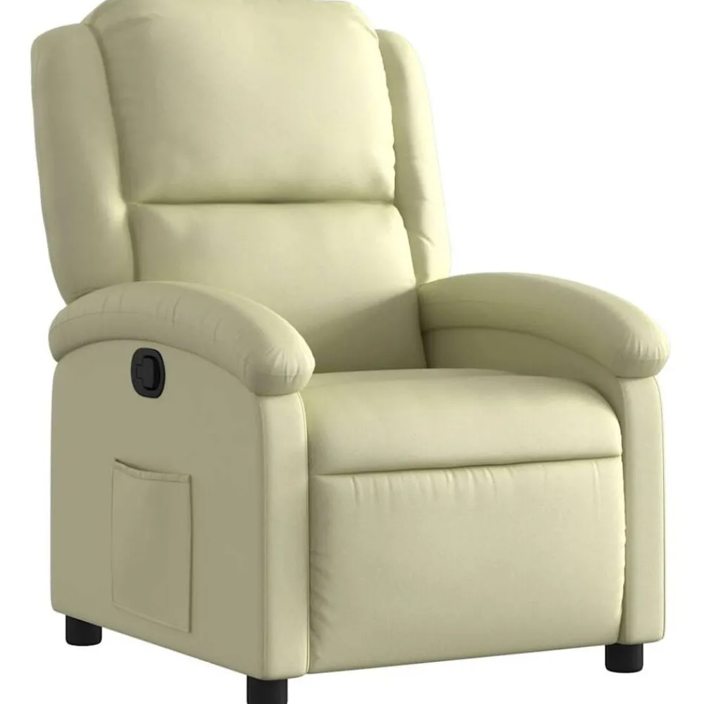 vidaXL Fauteuil inclinable crème cuir véritable