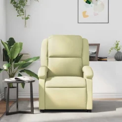 vidaXL Fauteuil inclinable crème cuir véritable