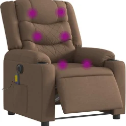 Fauteuils Et Chaises-vidaXL Fauteuil inclinable de massage électrique tissu Marron