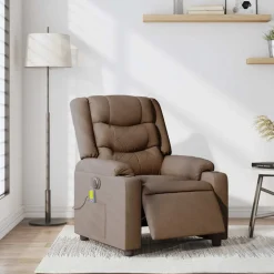 Fauteuils Et Chaises-vidaXL Fauteuil inclinable de massage électrique tissu Marron