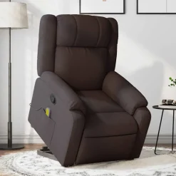 Fauteuils Et Chaises-vidaXL Fauteuil inclinable de massage Tissu Marron foncé