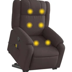 Fauteuils Et Chaises-vidaXL Fauteuil inclinable de massage Tissu Marron foncé