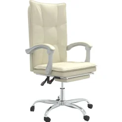 vidaXL Fauteuil inclinable de bureau Crème Similicuir