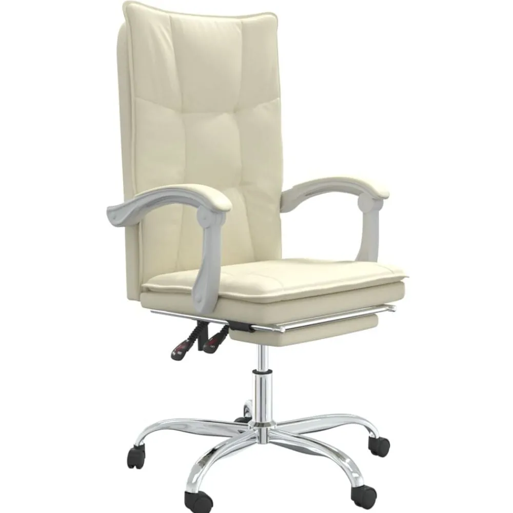 vidaXL Fauteuil inclinable de bureau Crème Similicuir