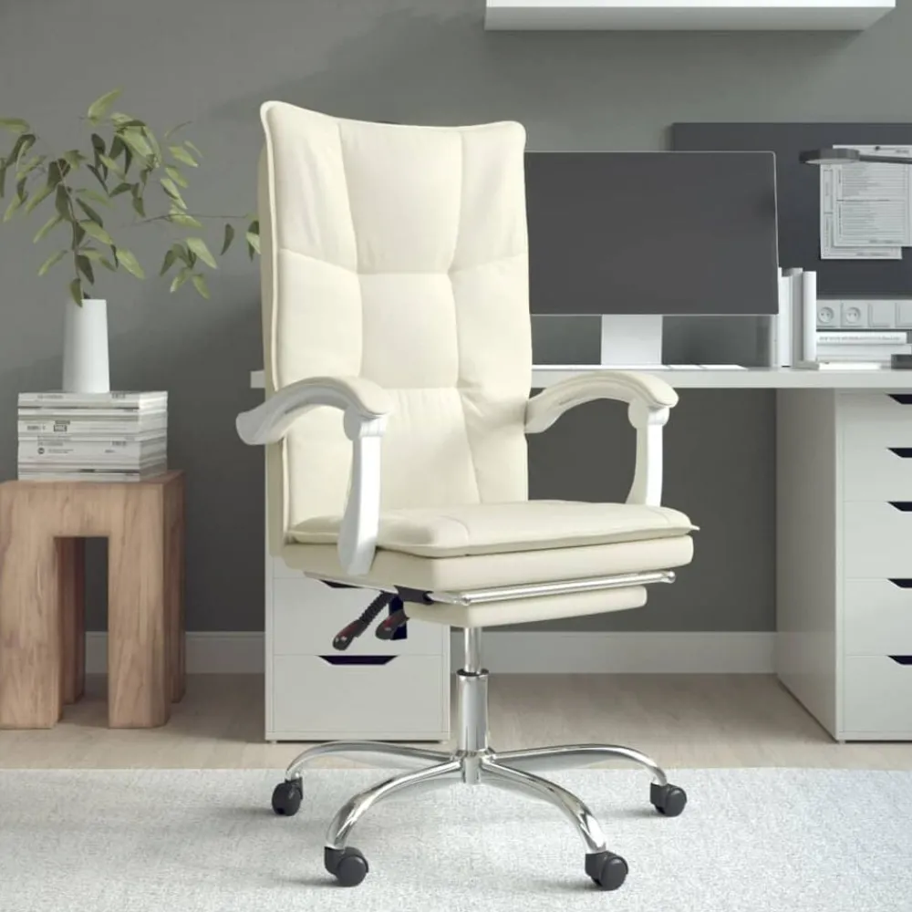 vidaXL Fauteuil inclinable de bureau Crème Similicuir