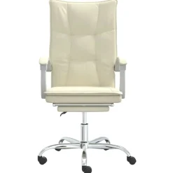 vidaXL Fauteuil inclinable de bureau Crème Similicuir