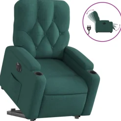 Fauteuils Et Chaises-vidaXL Fauteuil inclinable électrique tissu Vert foncé