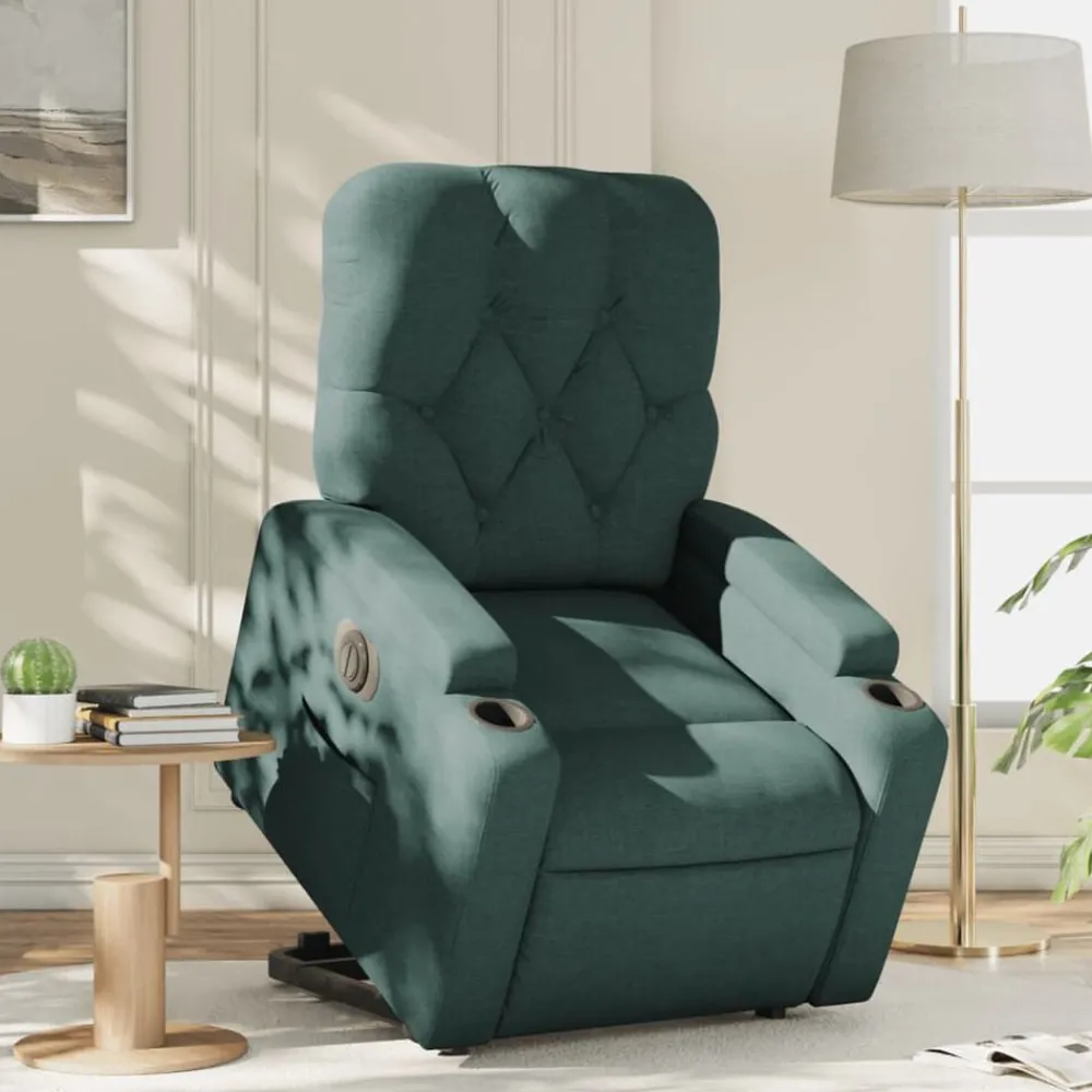 Fauteuils Et Chaises-vidaXL Fauteuil inclinable électrique tissu Vert foncé