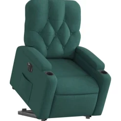 Fauteuils Et Chaises-vidaXL Fauteuil inclinable électrique tissu Vert foncé