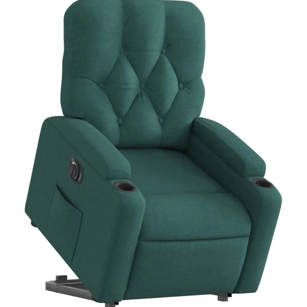 Fauteuils Et Chaises-vidaXL Fauteuil inclinable électrique tissu Vert foncé