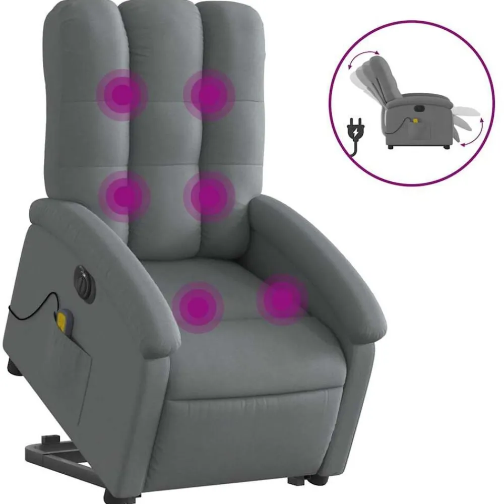 Fauteuils Et Chaises-vidaXL Fauteuil inclinable de massage électrique Tissu Gris foncé