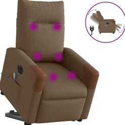 Fauteuils Et Chaises-vidaXL Fauteuil inclinable de massage électrique Tissu Marron