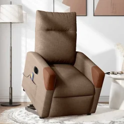Fauteuils Et Chaises-vidaXL Fauteuil inclinable de massage électrique Tissu Marron