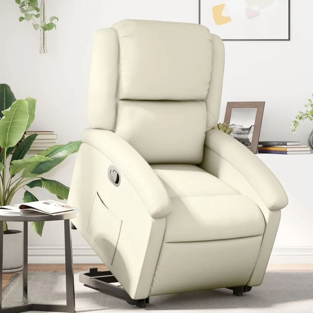 Fauteuils Et Chaises-vidaXL Fauteuil inclinable Crème Similicuir Crème