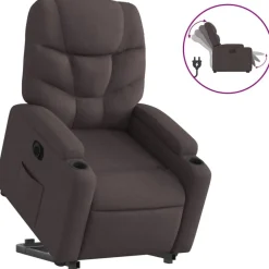 Fauteuils Et Chaises-vidaXL Fauteuil inclinable électrique tissu Marron foncé