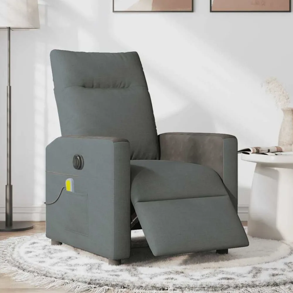 Fauteuils Et Chaises-vidaXL Fauteuil inclinable de massage électrique tissu Gris foncé