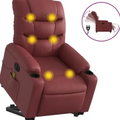 Fauteuils Et Chaises-vidaXL Fauteuil inclinable de massage électrique Rouge bordeaux