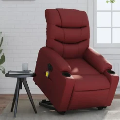 Fauteuils Et Chaises-vidaXL Fauteuil inclinable de massage électrique Rouge bordeaux