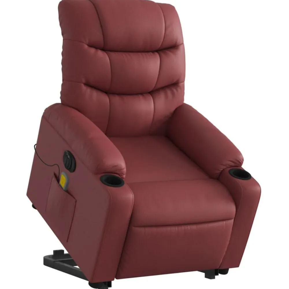Fauteuils Et Chaises-vidaXL Fauteuil inclinable de massage électrique Rouge bordeaux
