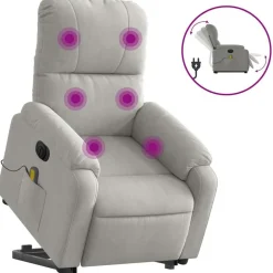 Fauteuils Et Chaises-vidaXL Fauteuil inclinable de massage électrique Gris clair