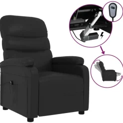 Fauteuils Et Chaises-vidaXL Fauteuil inclinable électrique Similicuir Noir