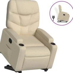 Fauteuils Et Chaises-vidaXL Fauteuil inclinable Crème Tissu Crème