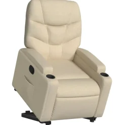 Fauteuils Et Chaises-vidaXL Fauteuil inclinable Crème Tissu Cr&egrave;me